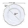 7.5" White with Silver Rim Round Blossom Disposable Plastic Appetizer/Salad Plates (120 Plates) Image 2