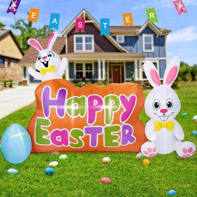 7.74FT Easter Inflatable Bunny Outdoor Decorations with Built in LED Lights Image 1