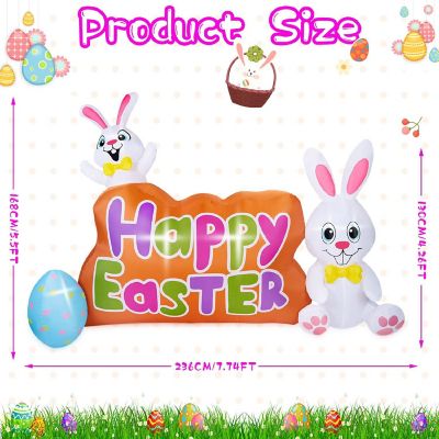 7.74FT Easter Inflatable Bunny Outdoor Decorations with Built in LED Lights Image 1