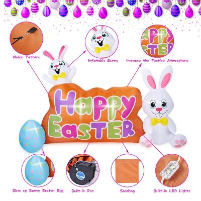 7.74FT Easter Inflatable Bunny Outdoor Decorations with Built in LED Lights Image 2