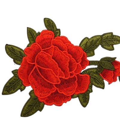7.75" x 4.5" Red Rose Embroidered Patch 12 Pack Image 2