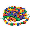 7/8" Brightly Colored Wooden Lacing Beads Set - 120 Pc. Image 1