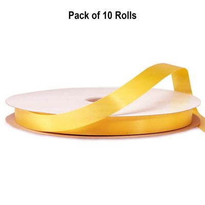 7/8"x100 yard Gold Yellow Polyester Satin Gift Ribbon Image 1