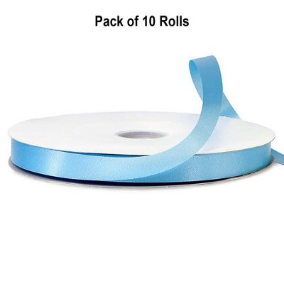 7/8"x100 yard Light Blue Polyester Satin Gift Ribbon Image 1