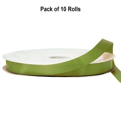 7/8"x100 yard Moss Green Polyester Satin Gift Ribbon Image 1