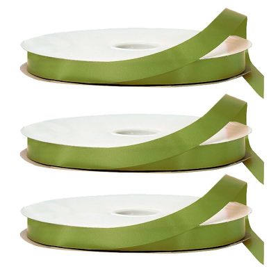 7/8"x100 yard Moss Green Polyester Satin Gift Ribbon Image 3