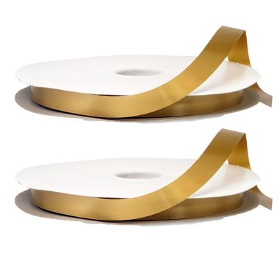 7/8"x100 yard Old Gold Polyester Satin Gift Ribbon Image 2