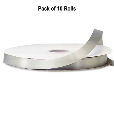 7/8"x100 yard Silver Polyester Satin Gift Ribbon Image 1