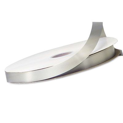 7/8"x100 yard Silver Polyester Satin Gift Ribbon Image 1