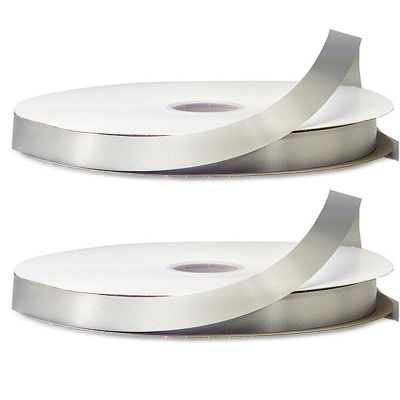7/8"x100 yard Silver Polyester Satin Gift Ribbon Image 2
