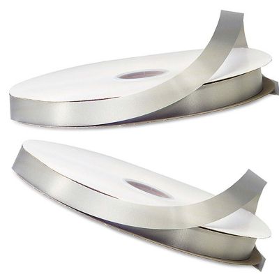 7/8"x100 yard Silver Polyester Satin Gift Ribbon Image 3