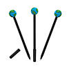 7" Black Plastic Pens with Earth-Shaped Toppers - 12 Pc. Image 1