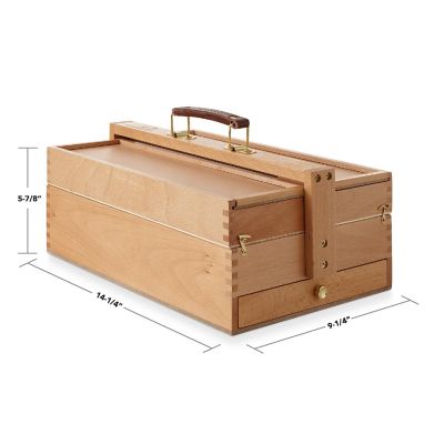 7 Elements Large Multi-Function Wood Artist Tool and Brush Portable Storage Box Organizer Image 3