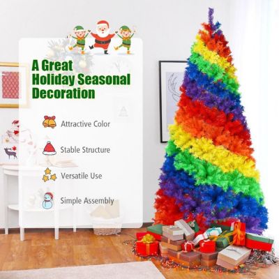 7 Feet Artificial Hinged Traditional Christmas Tree with Metal Stand Image 1