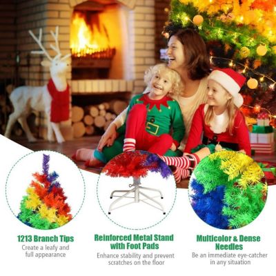 7 Feet Artificial Hinged Traditional Christmas Tree with Metal Stand Image 3