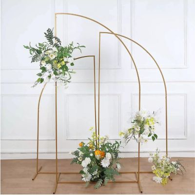7 ft Gold Metal Floral Display Frame Half Moon Image 2