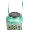 7" Green Integrated Floral Pattern Outdoor Solar Lantern with Handle Image 3