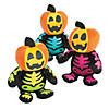 7" Halloween Spookadelic Stuffed Skeletons with Jack-O'-Lantern Head - 12 Pc. Image 1