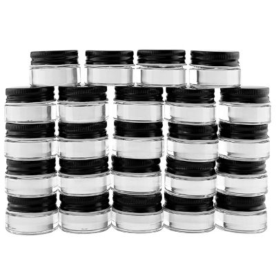 7-Milliliter Glass Lip Balm Jars (24-Pack).25-Ounce Thick-Walled Containers (7ml Clear with Black Metal Lids) Image 2