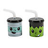 7 oz. Kids Halloween Monster Reusable BPA-Free Plastic Cups with Lids & Straws - 12 Ct. Image 1