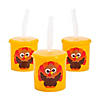 7 oz. Kids Thanksgiving Turkey Reusable BPA-Free Plastic Cups with Lids & Straws - 12 Ct. Image 1