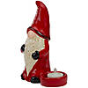 7" Red and Black Gnome Tea Light Christmas Candle Holder Image 2