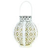 7" White Integrated Floral Pattern Outdoor Solar Lantern with Handle Image 1