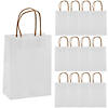 7" x 13" Medium White Kraft Paper Gift Bags - 12 Pc. Image 1