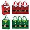 7" x 9" Mini Santa & Elf Glitter Tote Bags - 6 Pc. Image 1