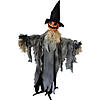 72" Animated Scarecrow Pumpkin with Hat Halloween Decoration Image 1