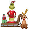 72" Blow Up Inflatable Dr. Seuss&#8482; The Grinch & Max on Sled Outdoor Yard Decoration Image 1