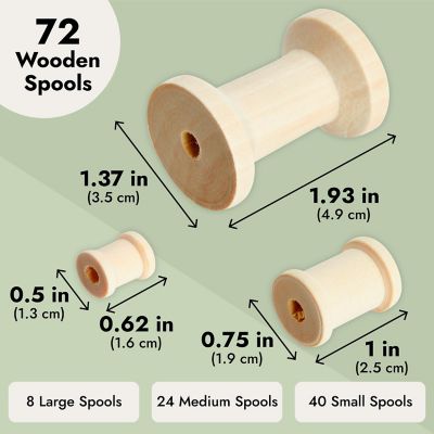 72-Pack Empty Wooden Thread Spools for Crafts, 3 Sizes Image 3