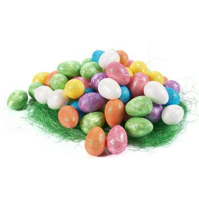 72 Pack Glittery Small Foam Easter Eggs for Crafts, Spring Decor, DIY Projects, Table Centerpieces, Egg Basket Fillers Image 1