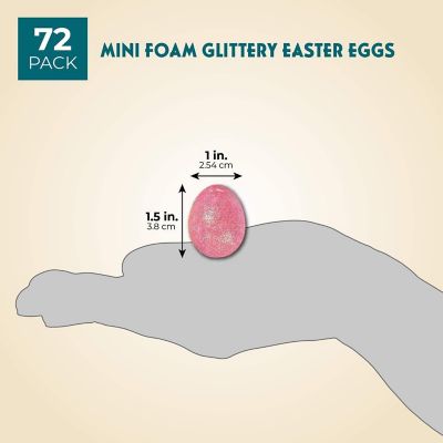 72 Pack Glittery Small Foam Easter Eggs for Crafts, Spring Decor, DIY Projects, Table Centerpieces, Egg Basket Fillers Image 1