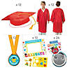 72 Pc. Graduation Red Gown & Cap Set with Awards for 12 Image 1