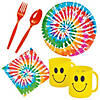 72 Pc. Groovy Party Tie-Dye Swirl Dessert Tableware Kit for 12 Guests Image 1