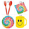 72 Pc. Groovy Party Tie-Dye Swirl Dessert Tableware Kit for 12 Guests Image 1