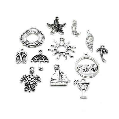 72 Pcs Silver Ocean Charms, 12 Styles Image 1