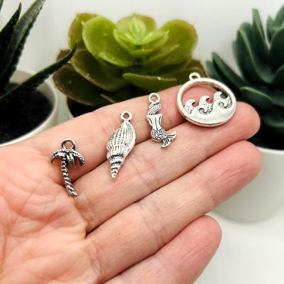 72 Pcs Silver Ocean Charms, 12 Styles Image 1