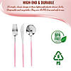 720 Pc. Silver with Pink Handle Moderno Disposable Plastic Cutlery Set - Spoons, Forks and Knives (240 Guests) Image 2