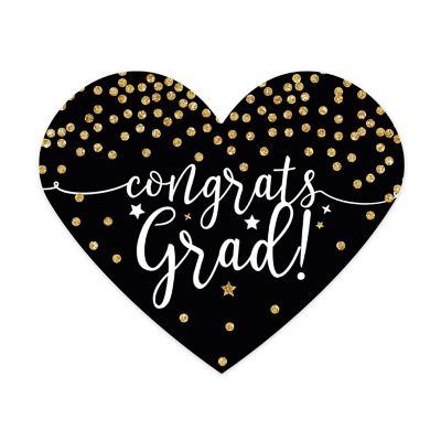 75 Black/Gold Heart Label Congrats Grad! Image 1