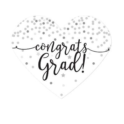 75 Black/White Heart Label Congrats Grad Image 1