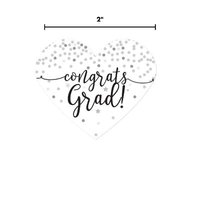 75 Black/White Heart Label Congrats Grad Image 2