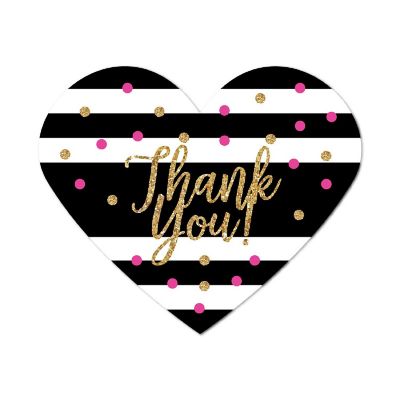 75 Black/White Heart Label Thank You! Image 1