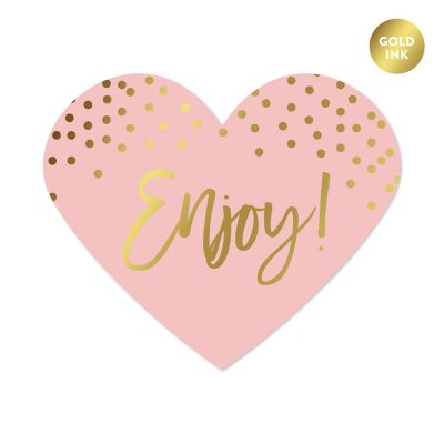 75 Blush Pink Dots Heart Label Enjoy! Image 1