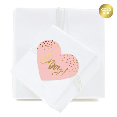 75 Blush Pink Dots Heart Label Enjoy! Image 1