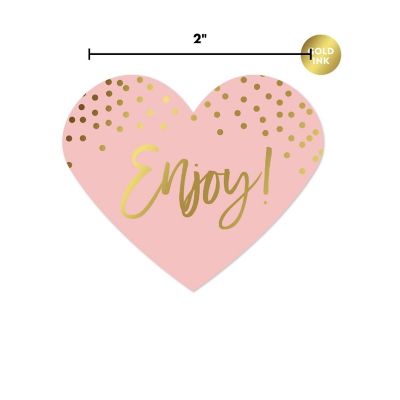 75 Blush Pink Dots Heart Label Enjoy! Image 2