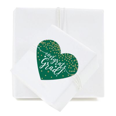 75 Emerald/Gld Heart Label Congrats Grad Image 1