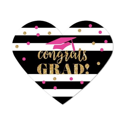 75 Fuchsia/Black Heart Congrats Grad! Image 1