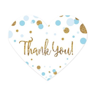 75 L.Blue Gold Mini Heart Label Thank U Image 1